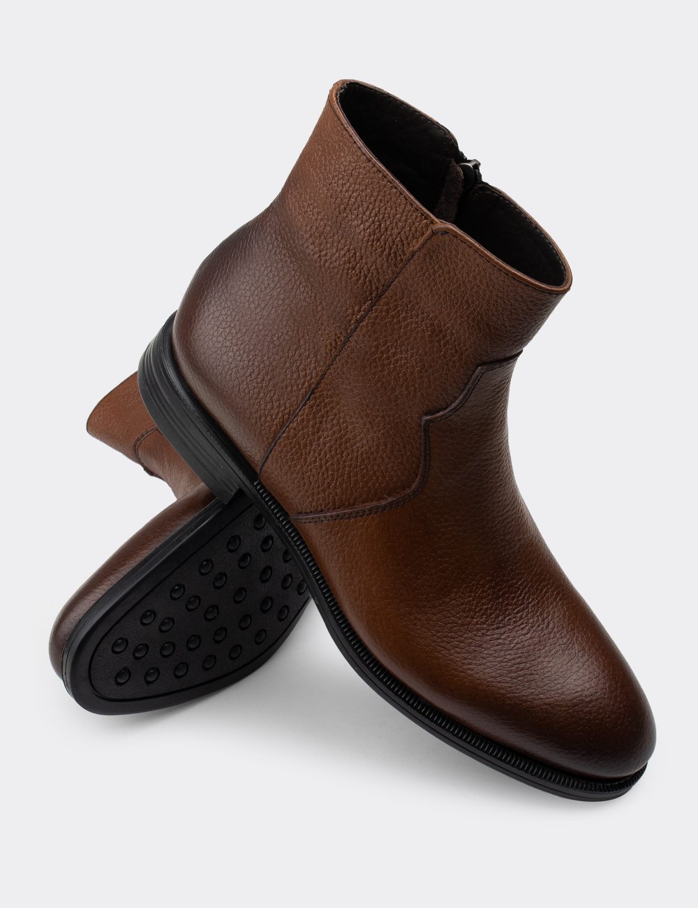 Tan  Leather Boots - 01747MTBAC03