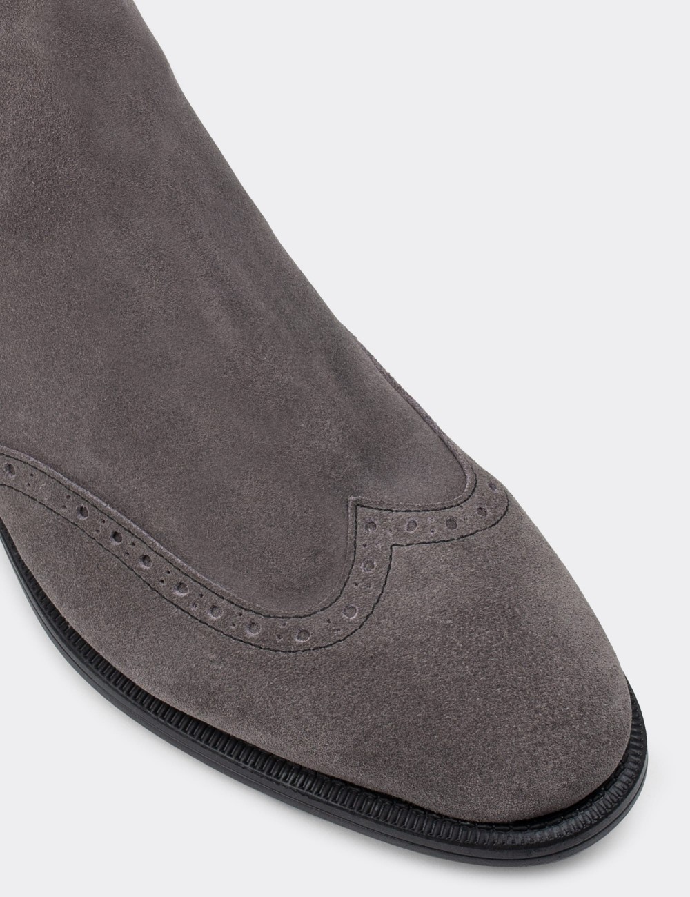 Gray Suede Leather Chelsea Boots - 01816MGRIC01