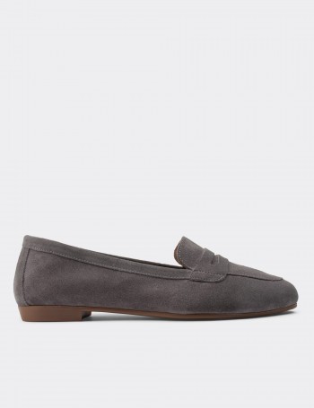 Gray Suede Leather Loafers - E3202ZGRIC05