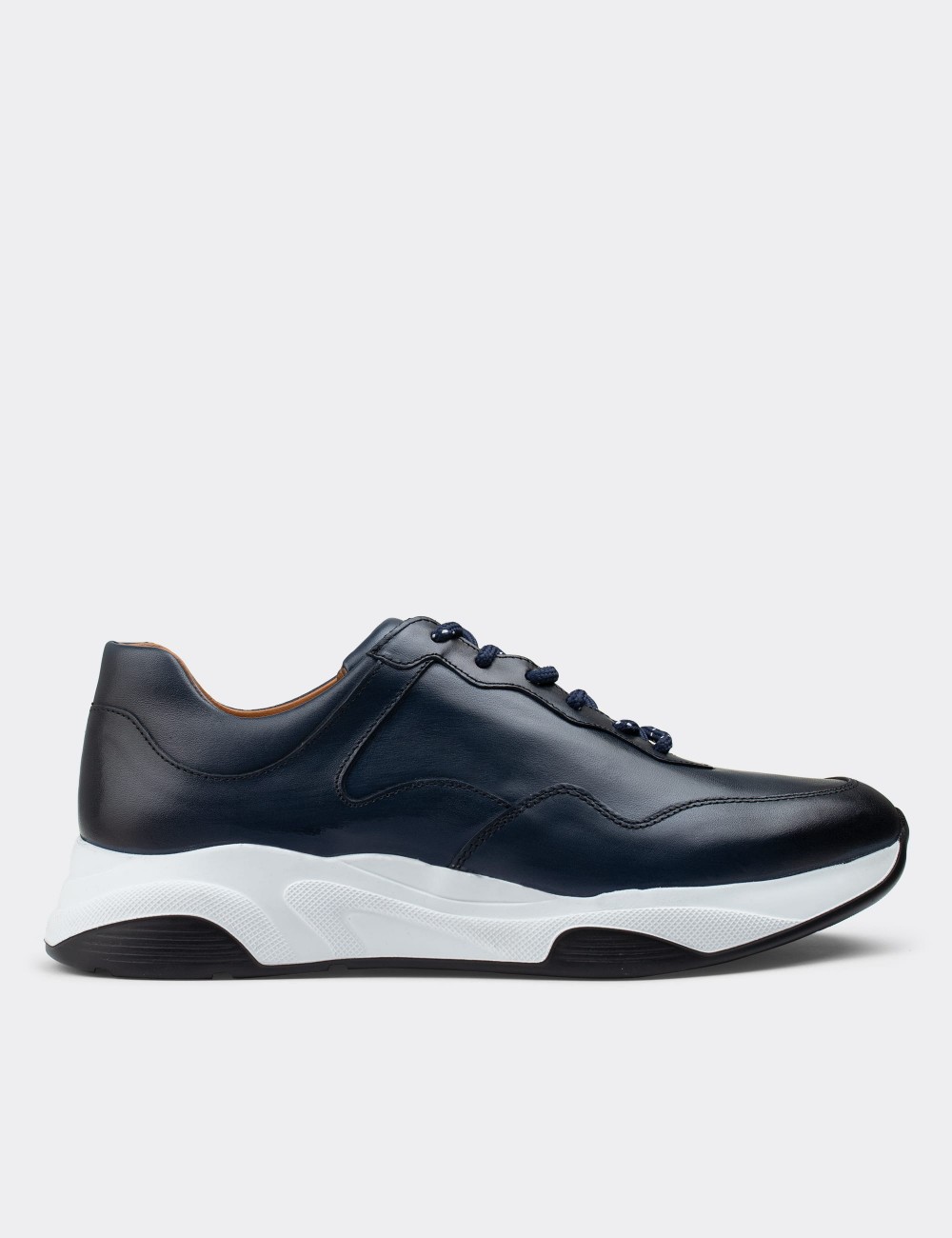 Navy  Leather Sneakers - 01725MLCVE03