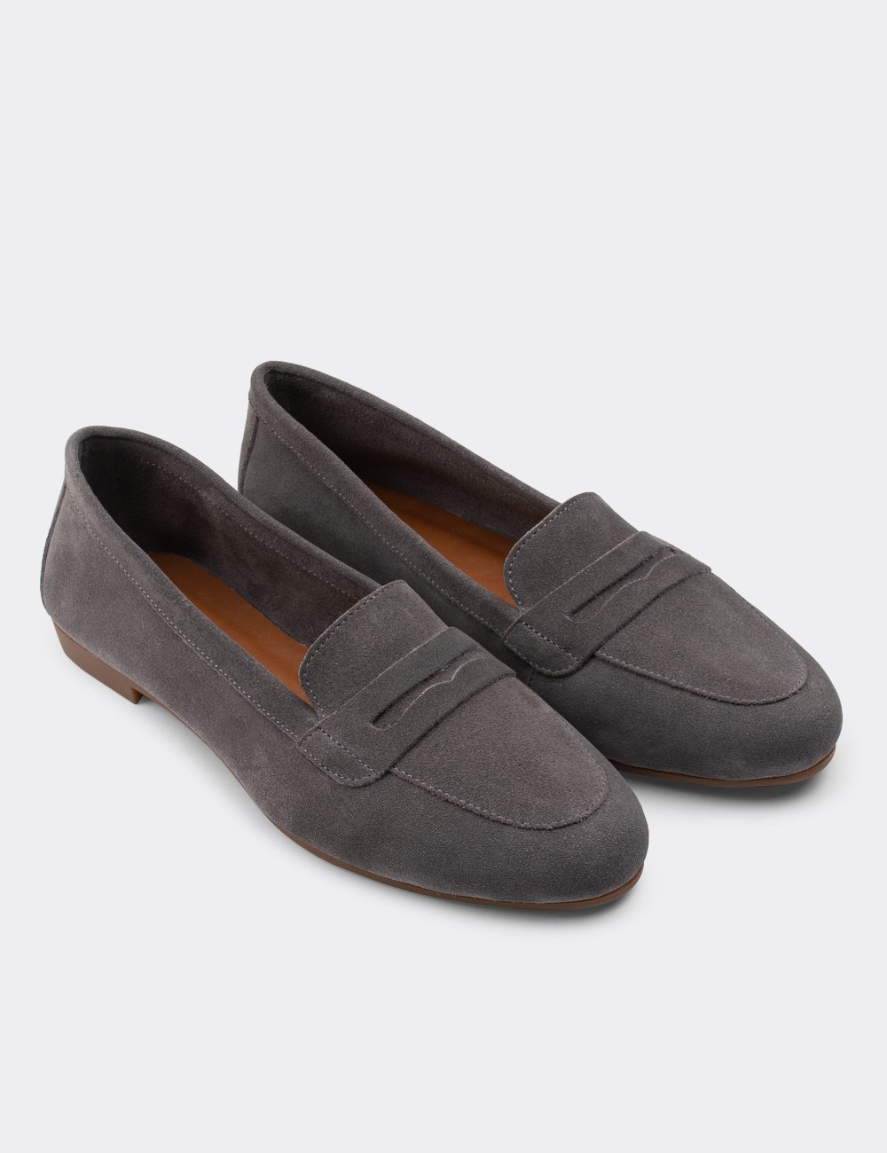 Gray Suede Leather Loafers - E3202ZGRIC05