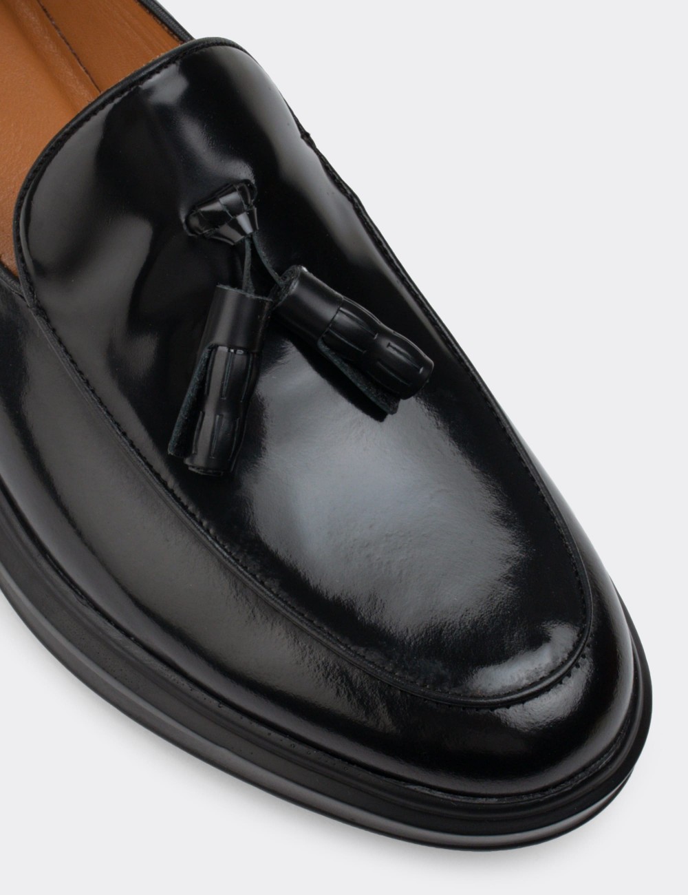 Black  Leather Loafers - 01840MSYHP02