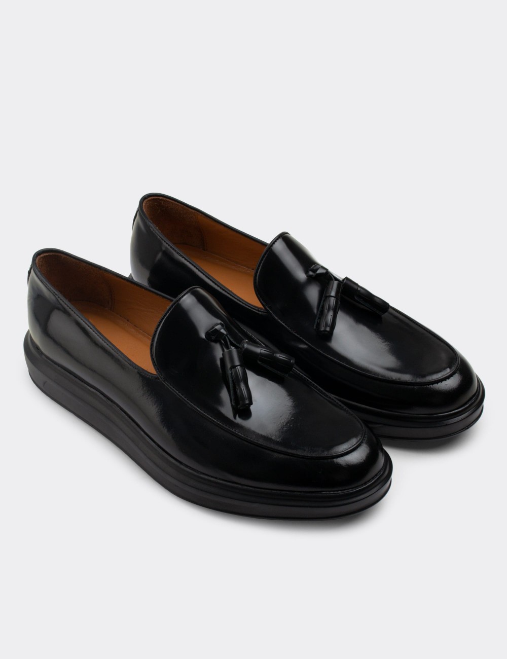 Black  Leather Loafers - 01840MSYHP02