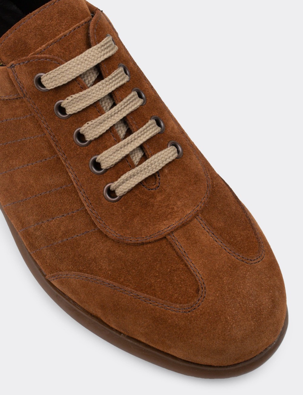 Tan Suede Leather Lace-up Shoes - 01826MTBAC06