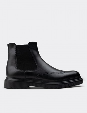 Black  Leather Chelsea Boots - 01848MSYHE01