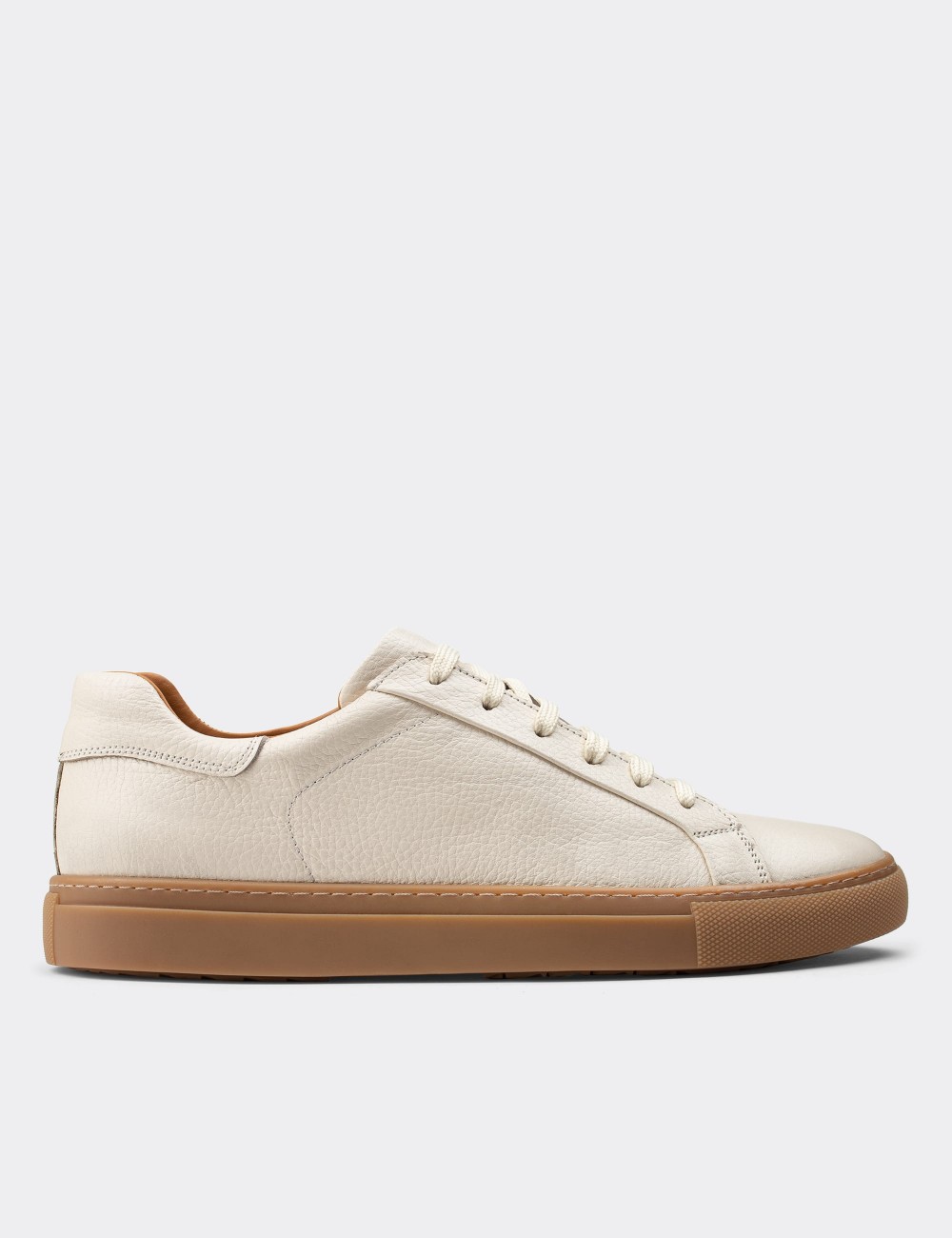 Beige  Leather Sneakers - 01829MBEJC02