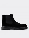 Black Suede Leather Chelsea Boots