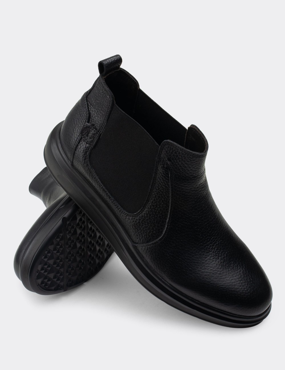 Black  Leather Chelsea Boots - 01853MSYHP01