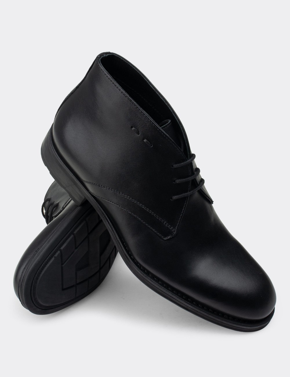 Black  Leather Boots - 01295MSYHC12
