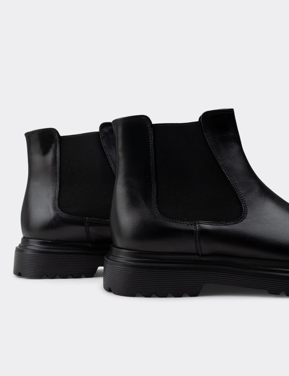 Black  Leather Chelsea Boots - 01849MSYHE01