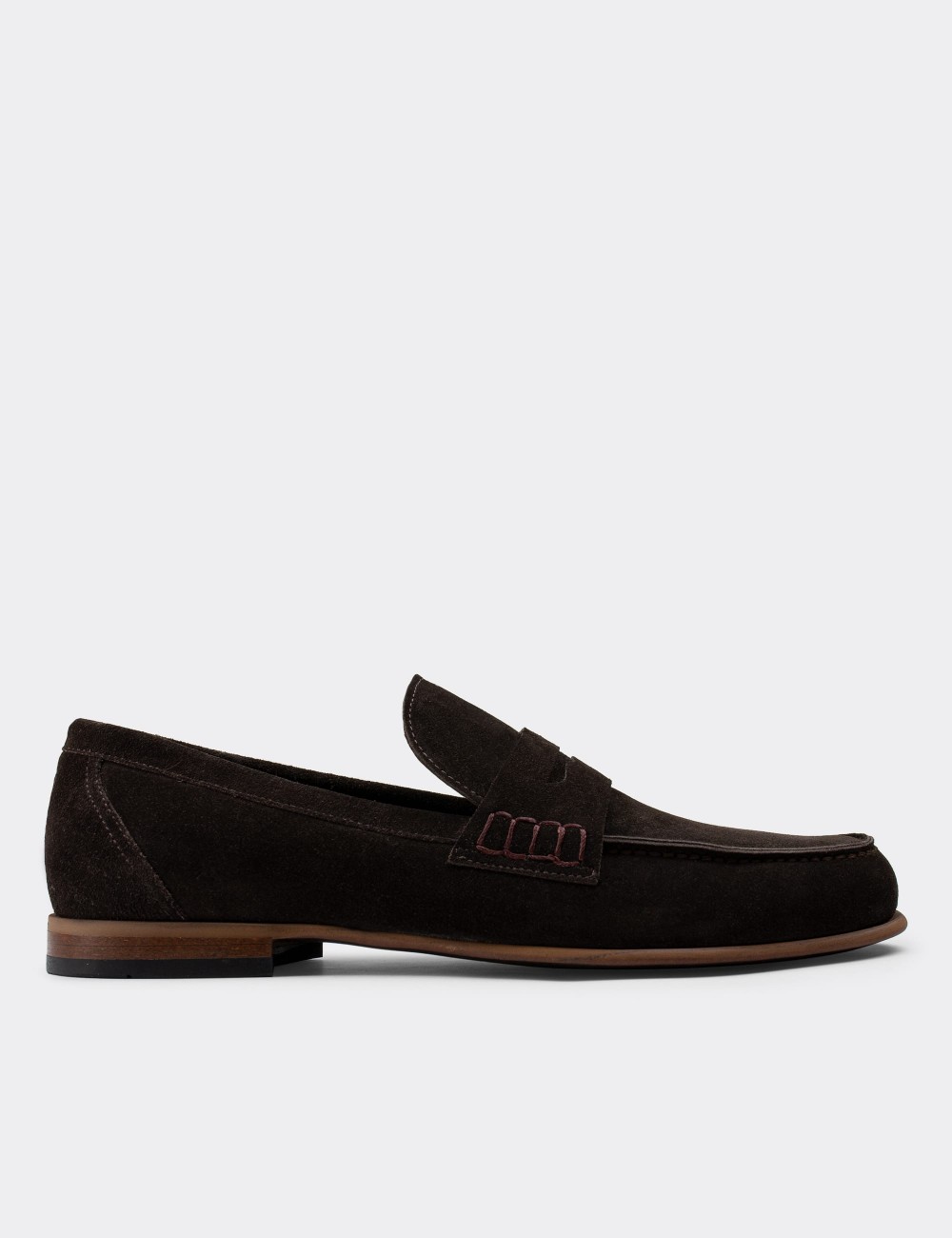Brown Suede Leather Loafers Shoes - 01538MKHVM02