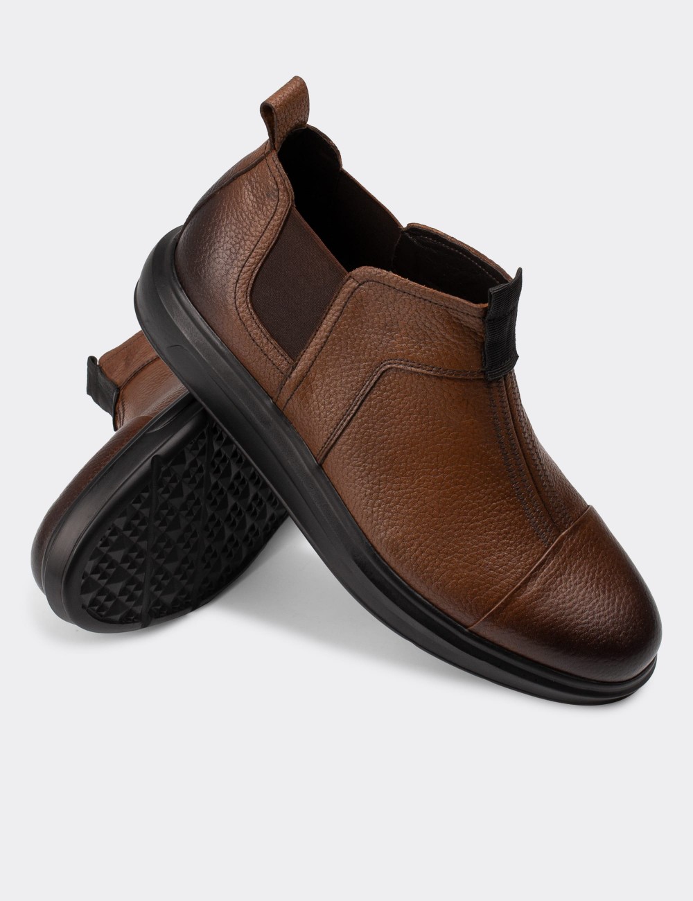 Tan  Leather Boots - 01852MTBAP01