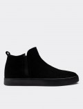 Black Suede Leather Sneakers
