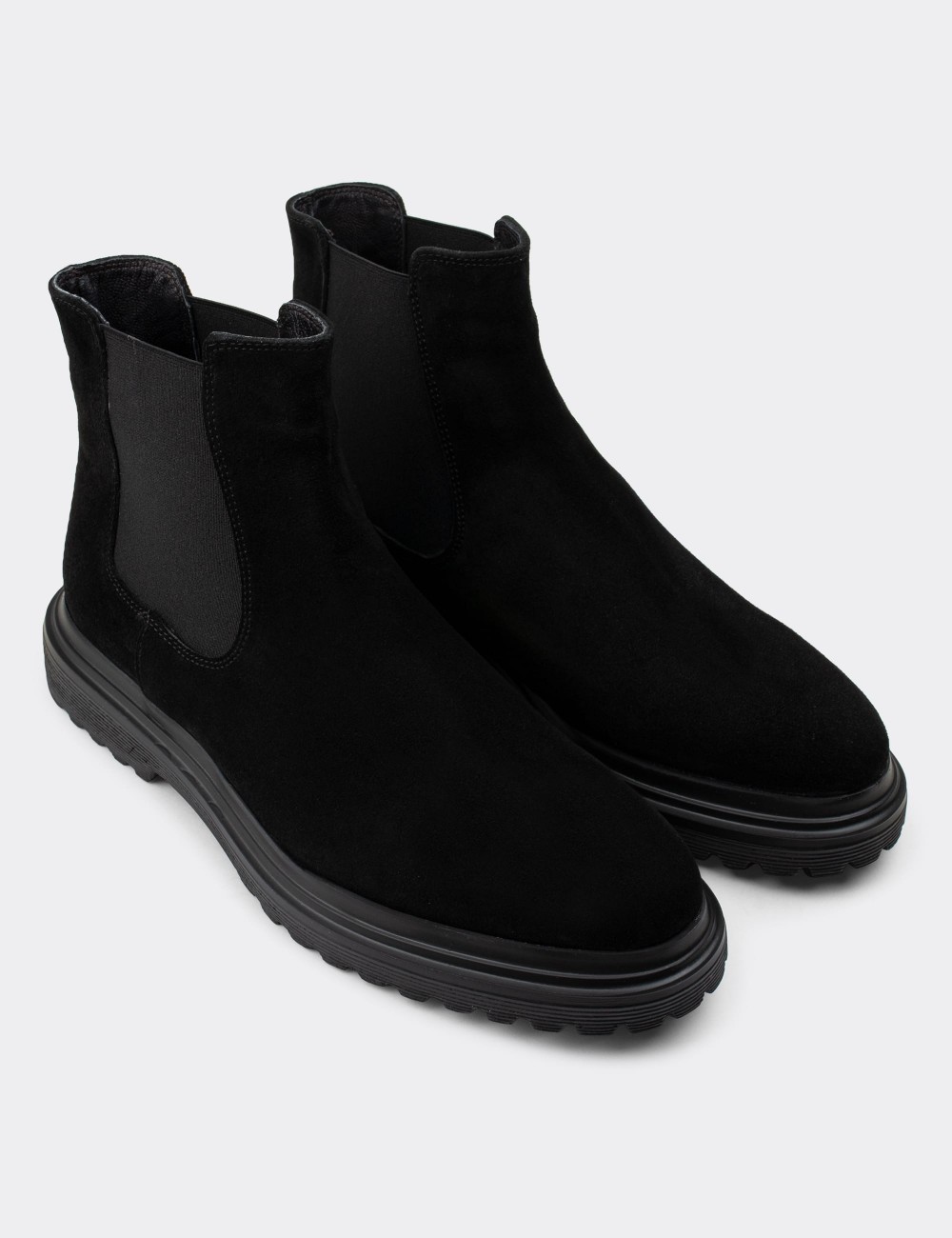 Black Suede Leather Chelsea Boots - 01849MSYHE02