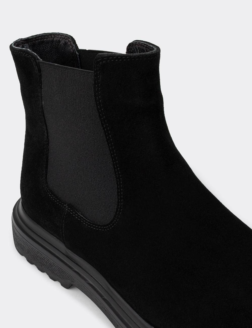 Black Suede Leather Chelsea Boots - 01849MSYHE02