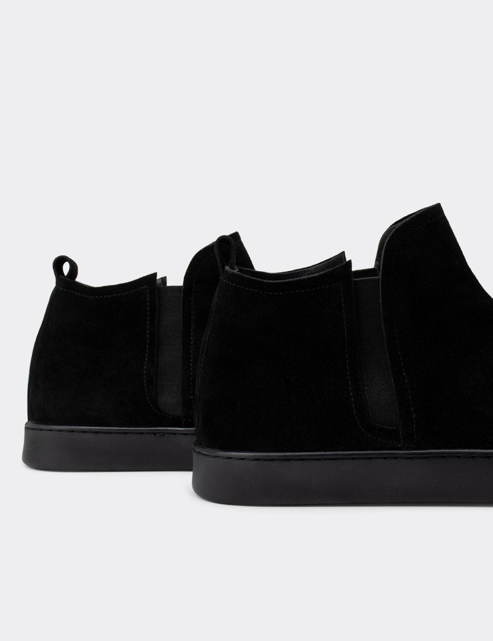 Black Suede Leather Sneakers - 01864MSYHC01