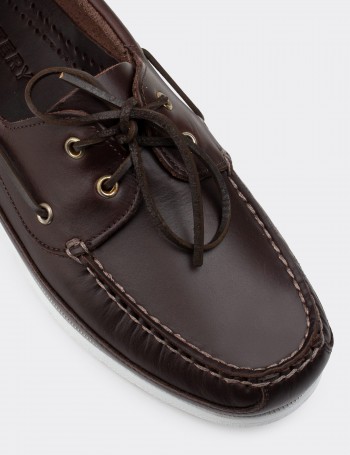 Brown  Leather Marine Shoes - 01543MKHVC03