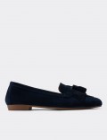 Navy Suede Leather Loafers