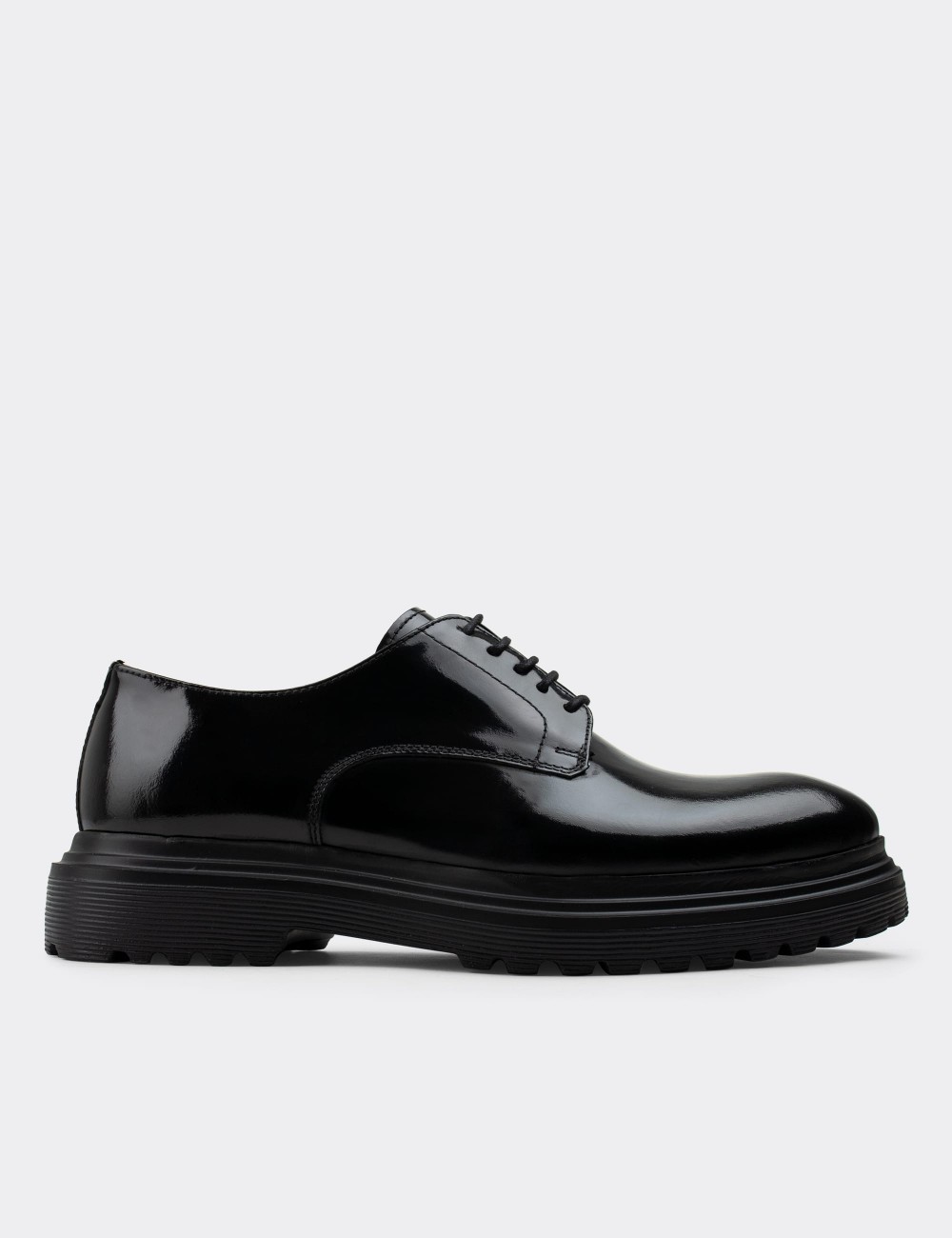 Black  Leather Lace-up Shoes - 01854MSYHE02