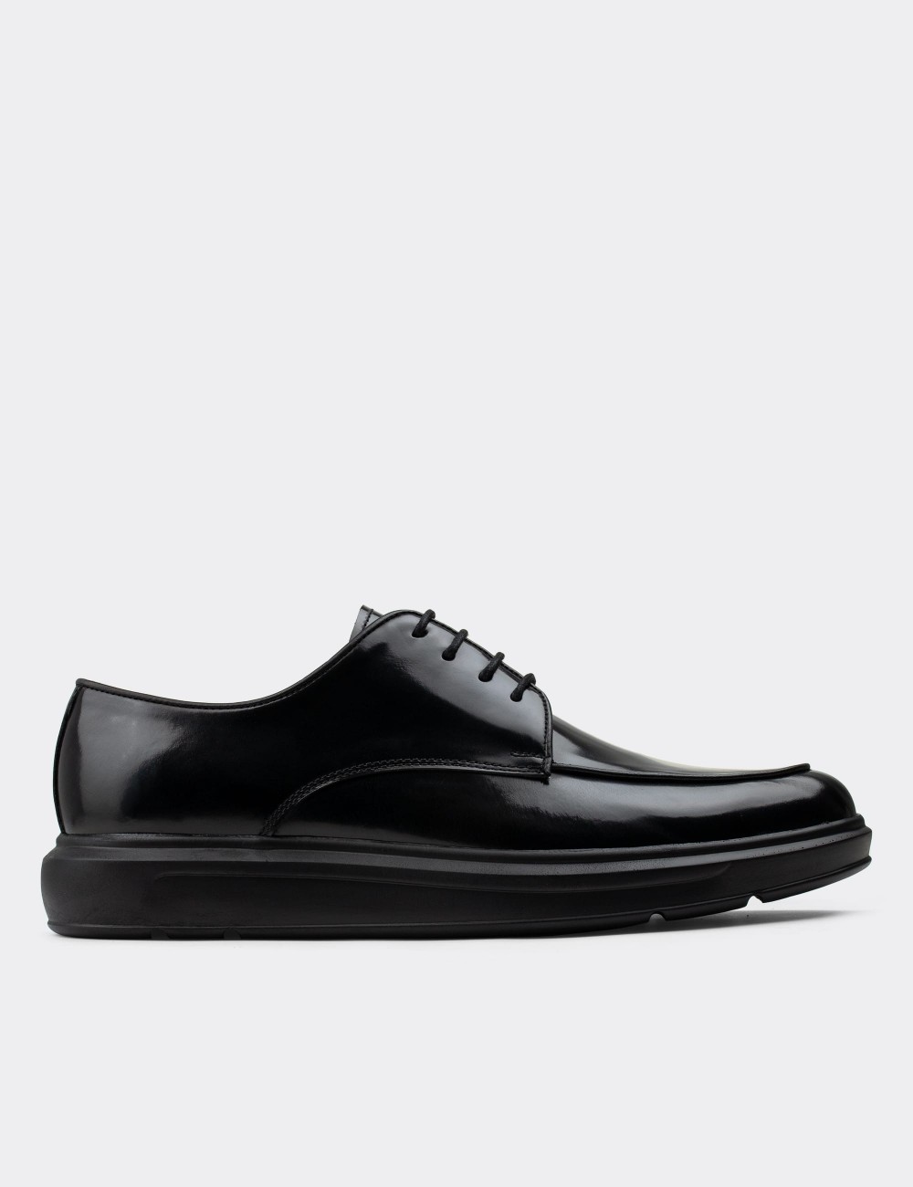 Black  Leather Lace-up Shoes - 01841MSYHP02