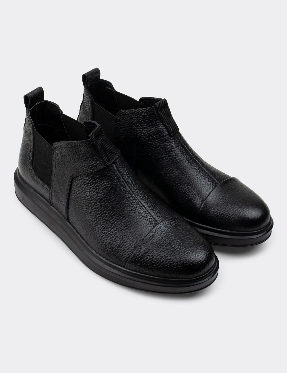 Black  Leather Chelsea Boots - 01852MSYHP01