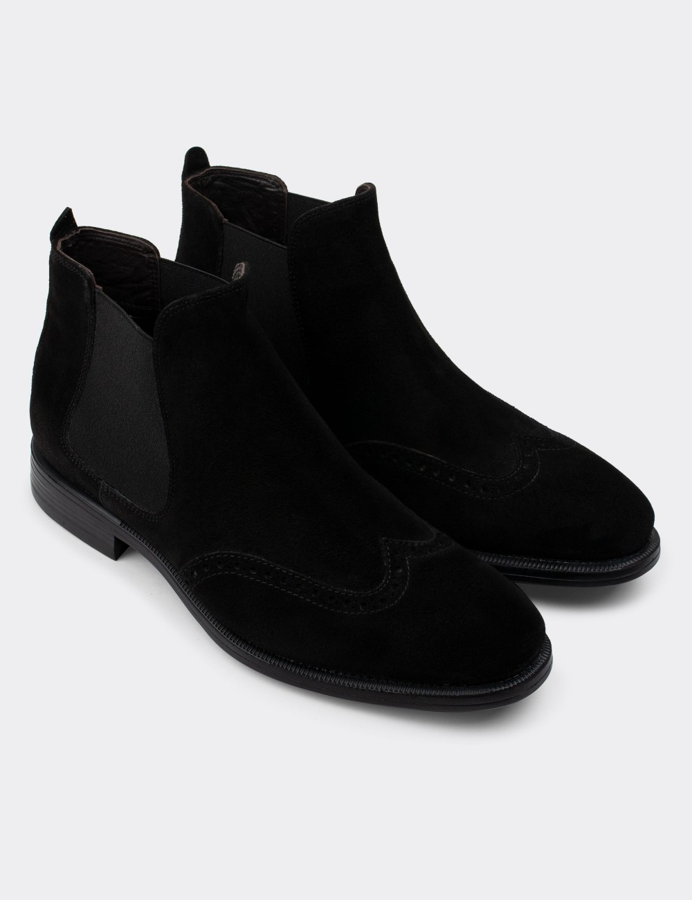 Black Suede Leather Chelsea Boots - 01622MSYHC12