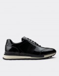 Black Calfskin Leather Sneakers