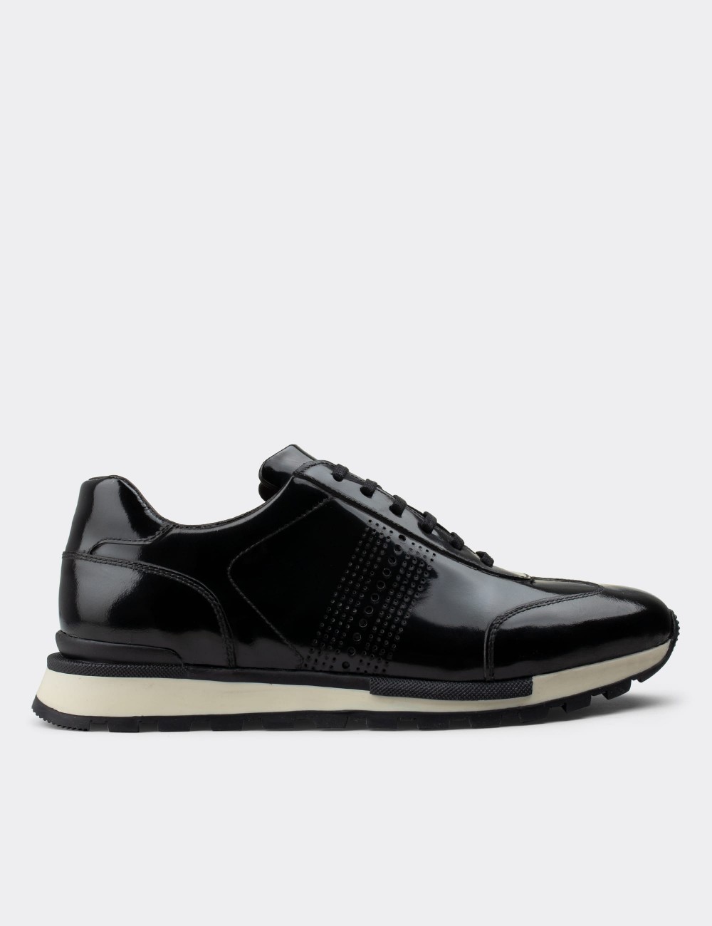 Black  Leather Sneakers - 01738MSYHT03