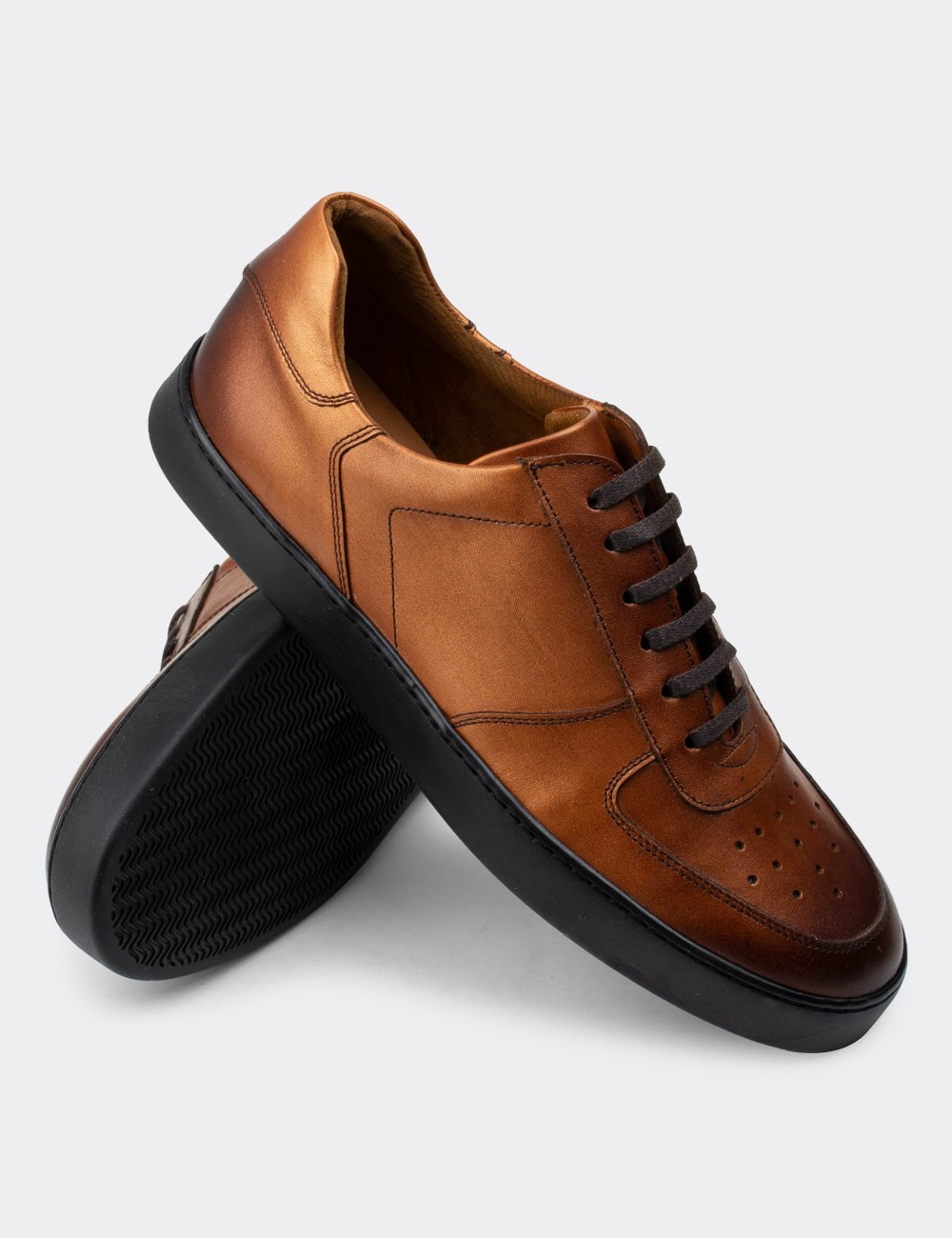 Copper  Leather Sneakers - 01860MBKRC01