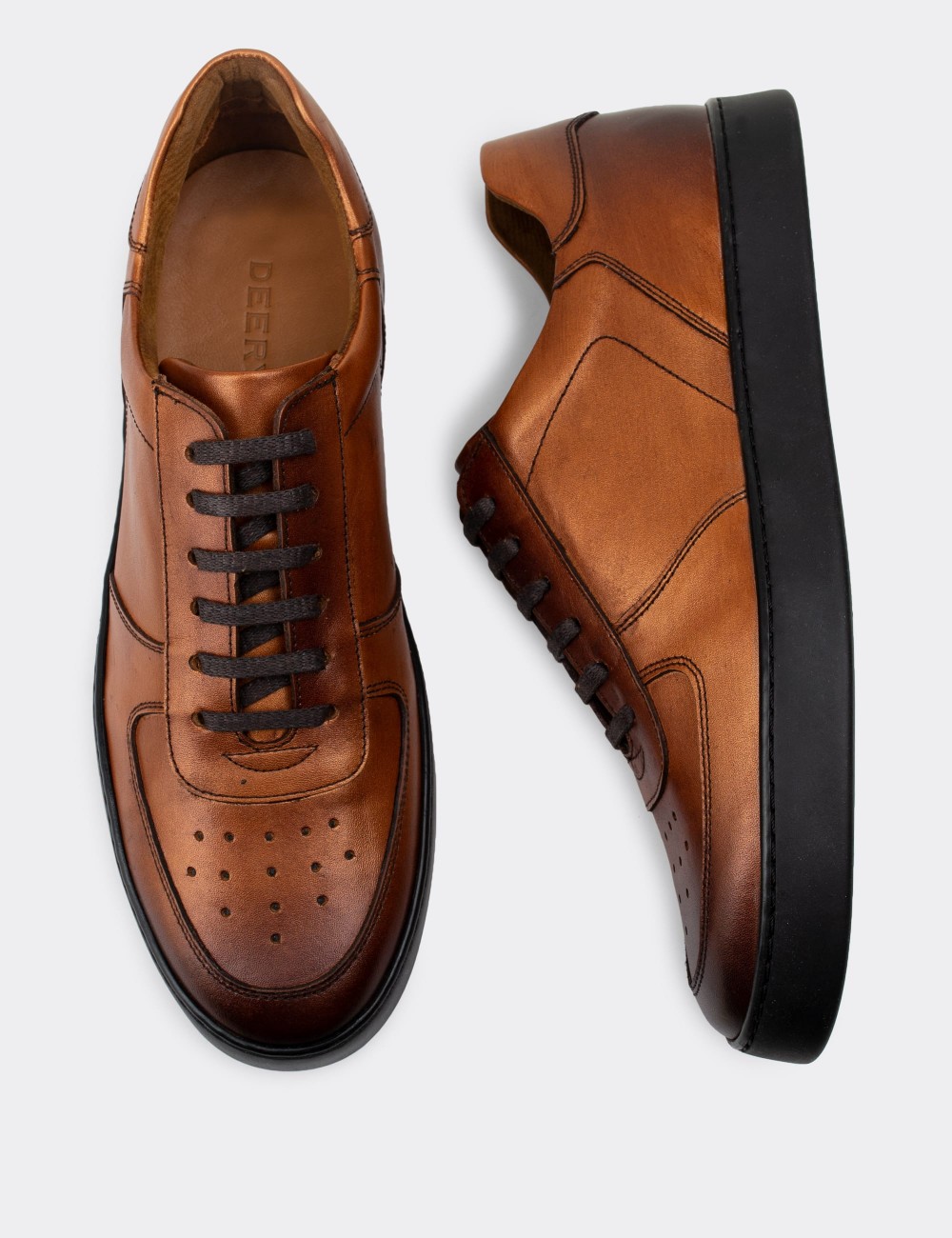 Copper  Leather Sneakers - 01860MBKRC01