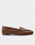 Tan Calfskin Leather Loafers