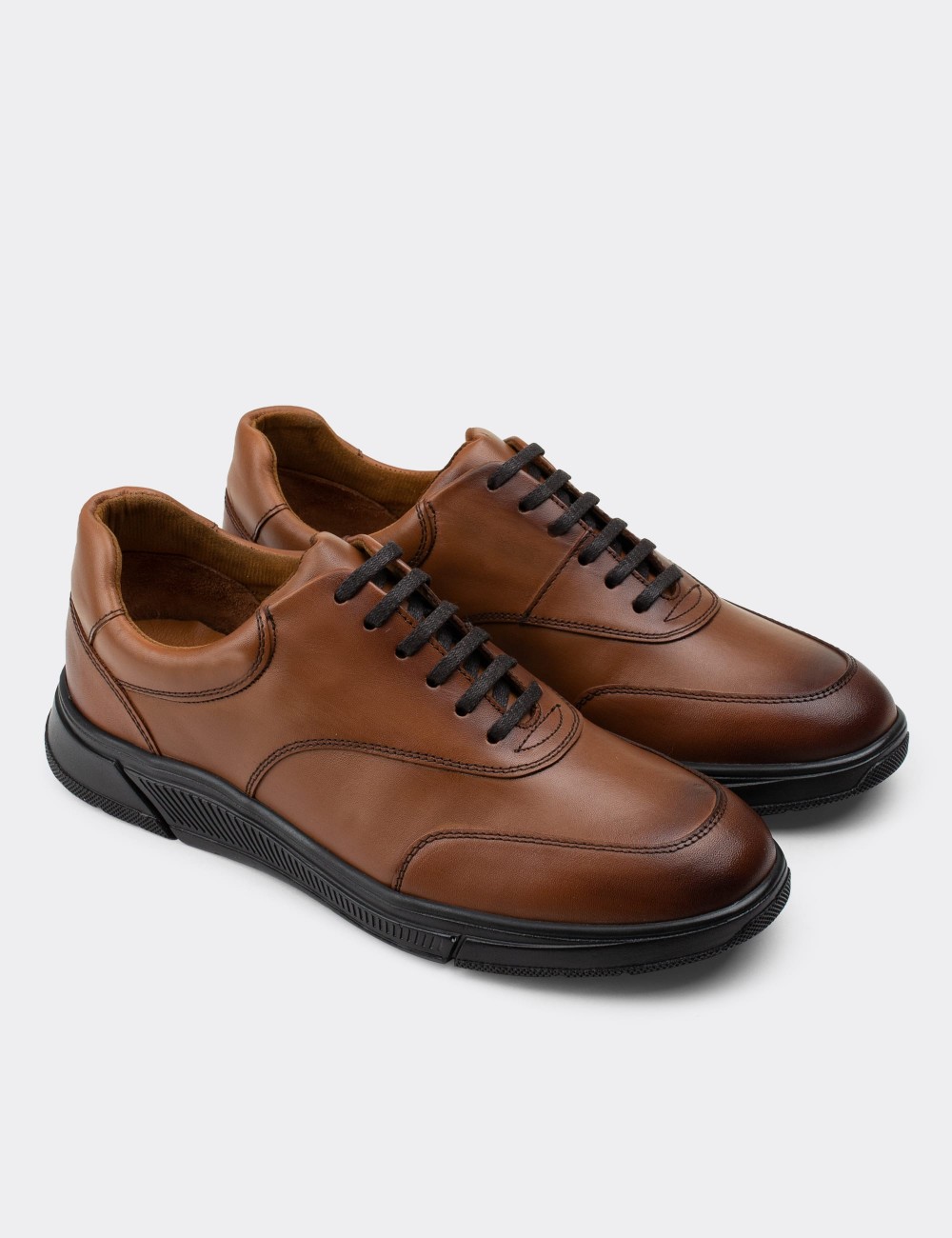 Tan  Leather Lace-up Shoes - 01871MTBAC01
