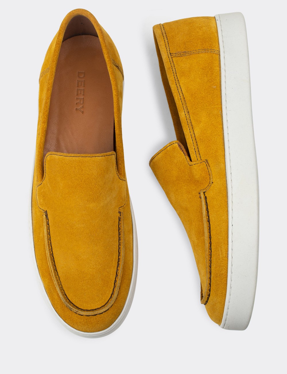 Yellow Suede Leather Loafers - 01865MSRIC01