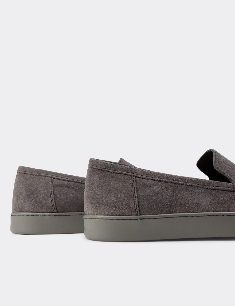 Gray Suede Leather Loafers - 01865MGRIC01
