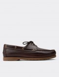 Brown  Leather Marine Shoes