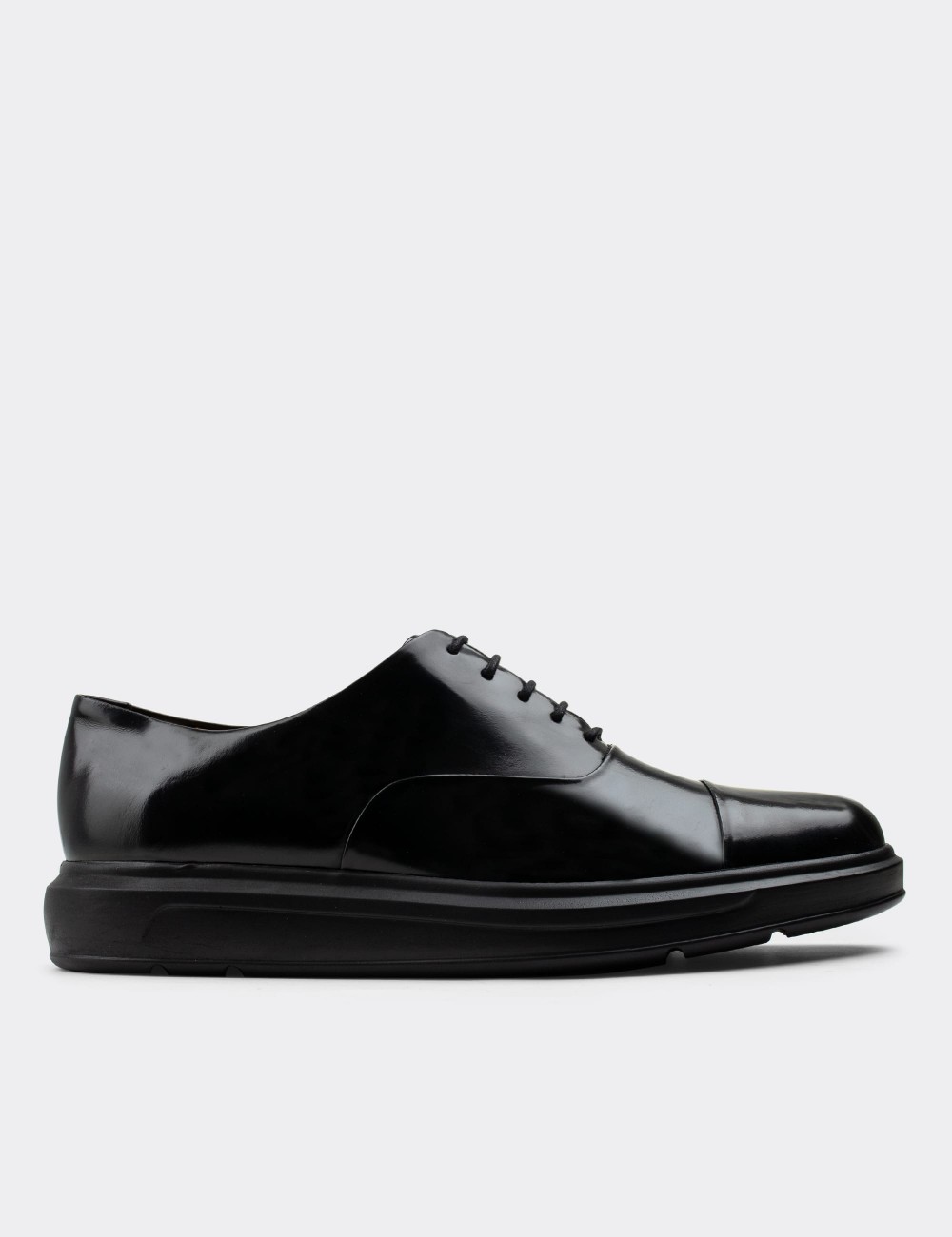 Black  Leather Lace-up Shoes - 01832MSYHP07