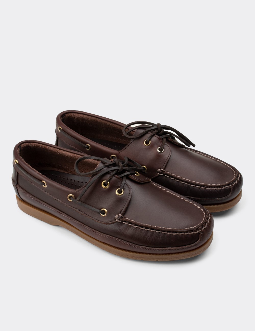 Brown  Leather Marine Shoes - 01543MKHVC04