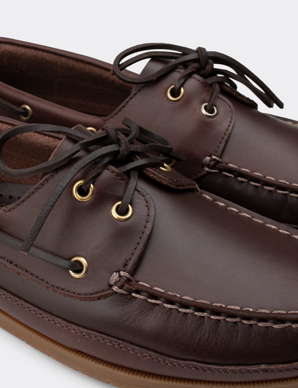 Brown  Leather Marine Shoes - 01543MKHVC04