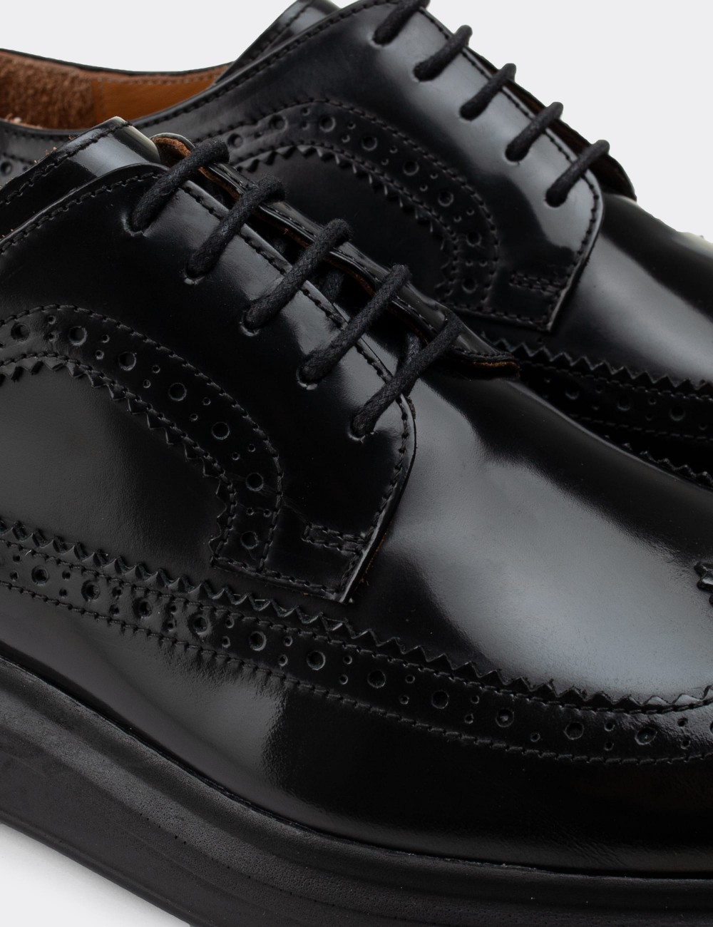 Black  Leather Lace-up Shoes - 01293MSYHP11