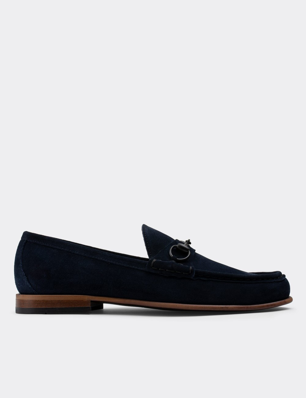 Navy Suede Leather Loafers - 01649MLCVM02