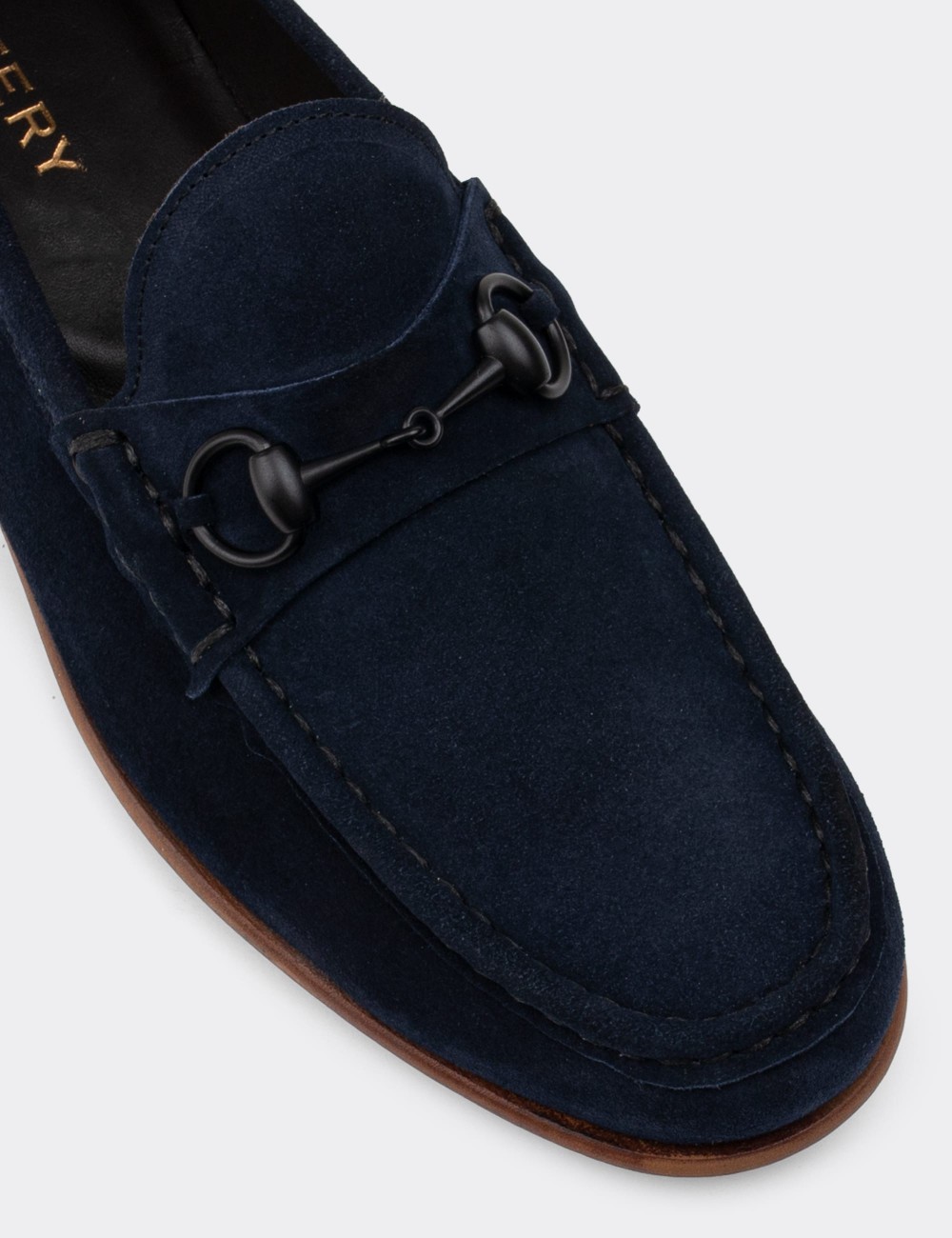 Navy Suede Leather Loafers - 01649MLCVM02