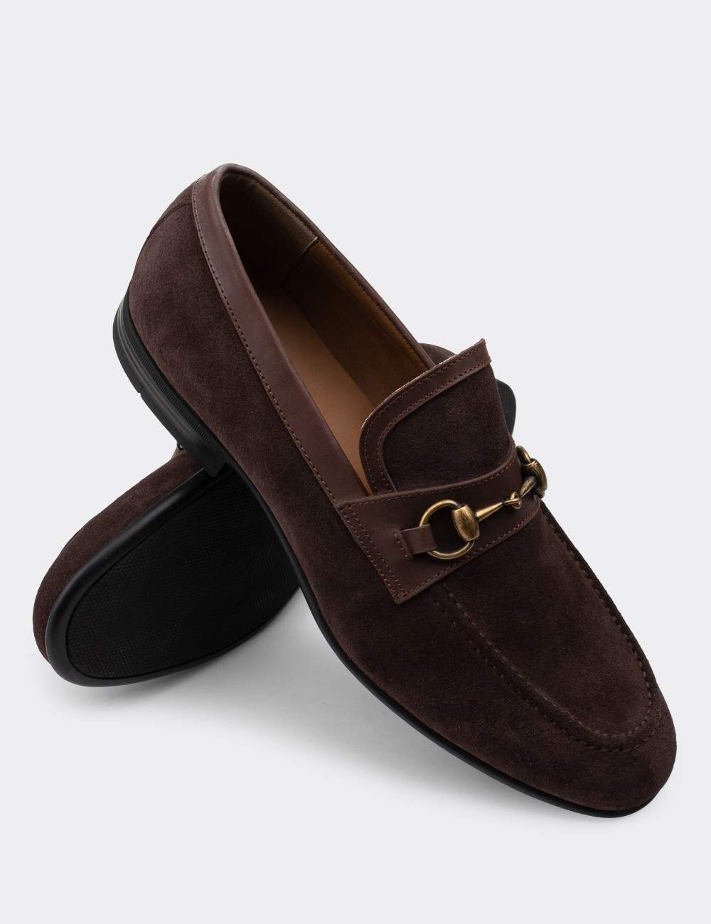 Brown Suede Leather Loafers - 01712MKHVC03