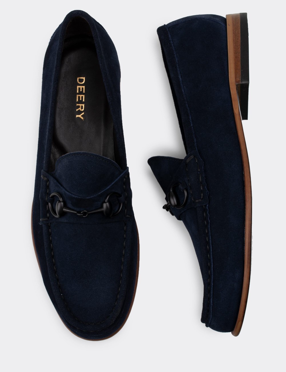 Navy Suede Leather Loafers - 01649MLCVM02