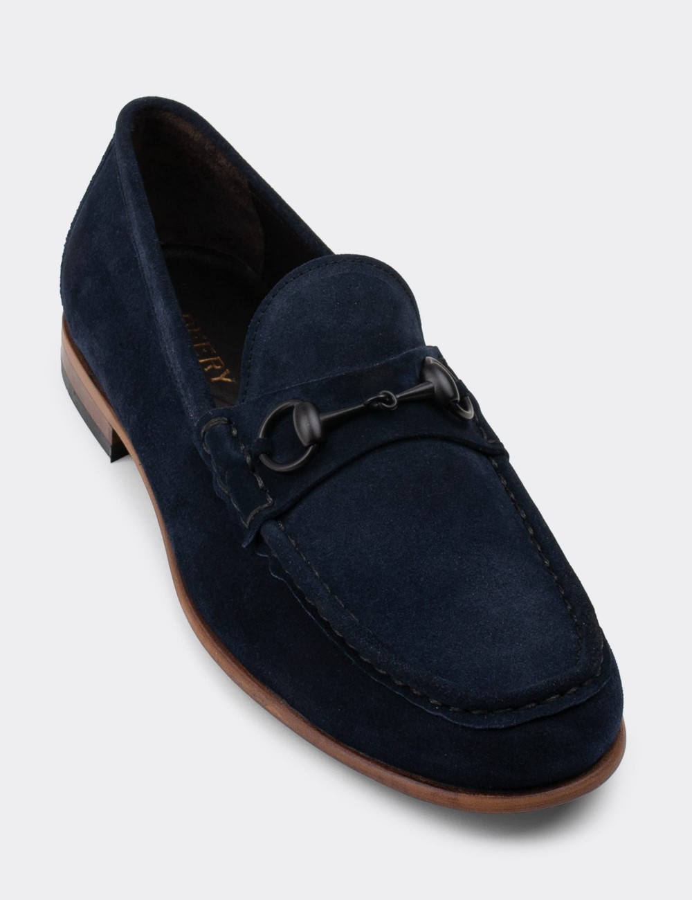 Navy Suede Leather Loafers - 01649MLCVM02