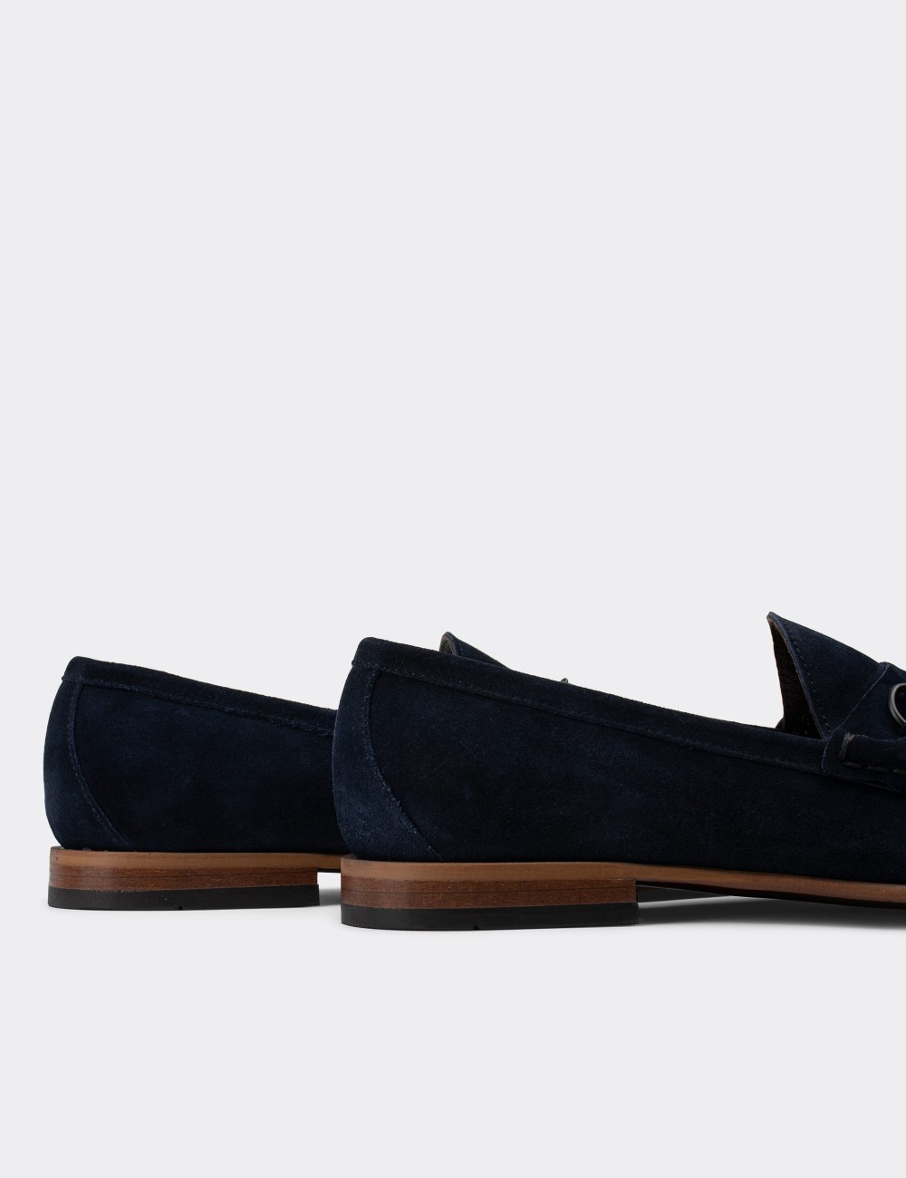 Navy Suede Leather Loafers - 01649MLCVM02