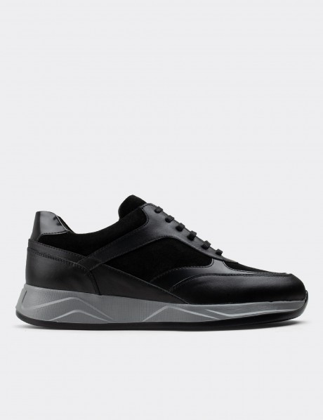 Black  Leather Sneakers