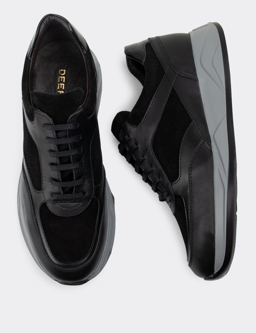 Black  Leather Sneakers - 01892MSYHE01