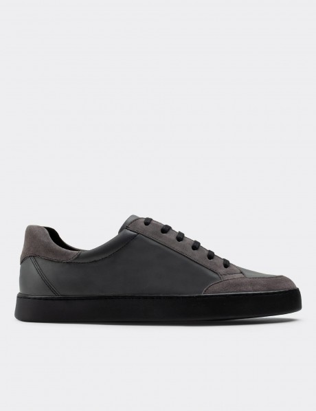 Gray  Leather Sneakers