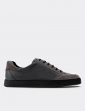 Gray Calfskin Leather Sneakers