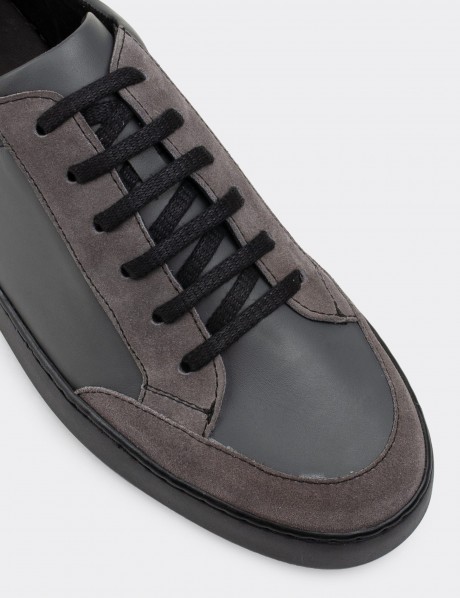 Gray  Leather Sneakers